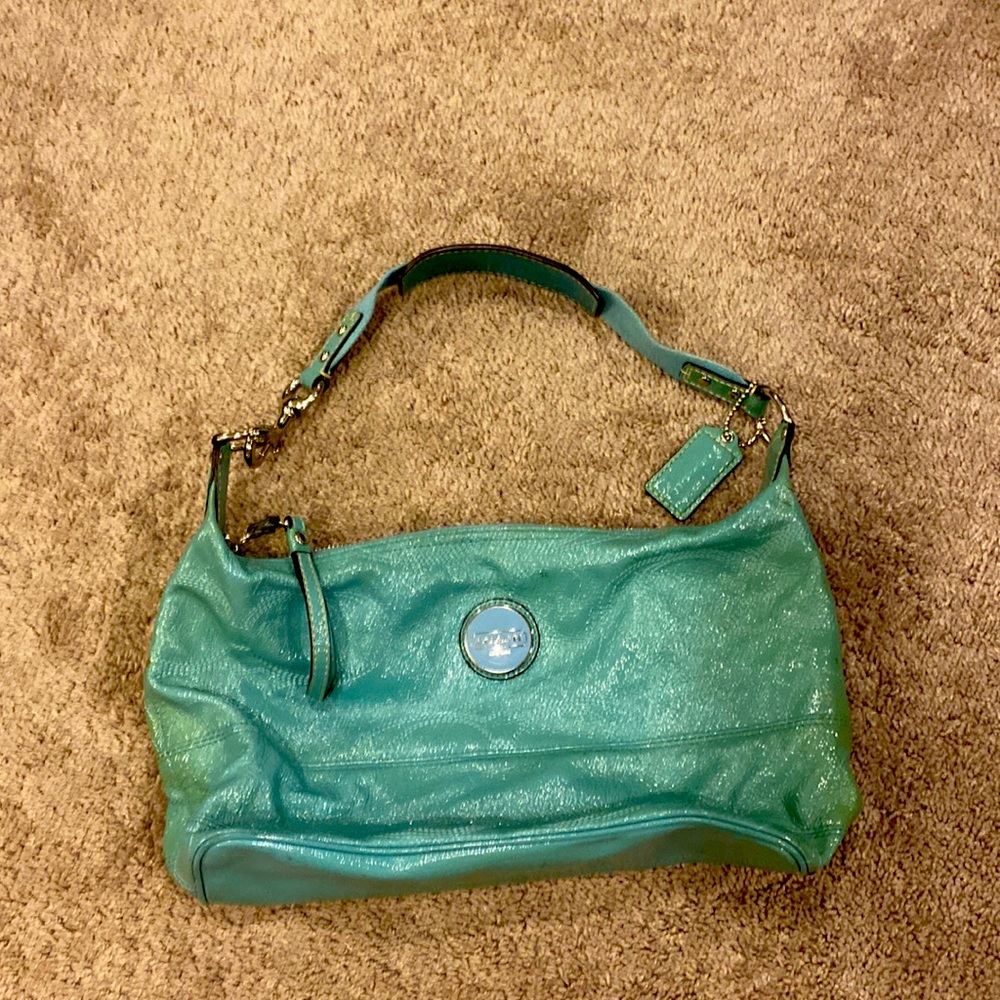 Coach patent leather hobo bag